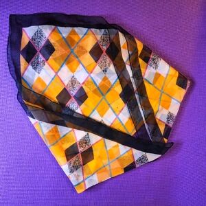 Yellow & Black Argyle Sheer Scarf